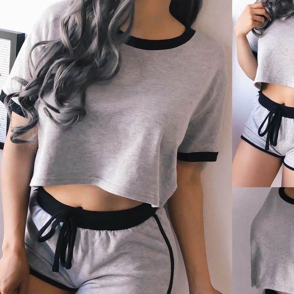 

home print off shoulder cropped womens casual tassel jumpsuit summer beach striped backless vest comfortable, Gray
