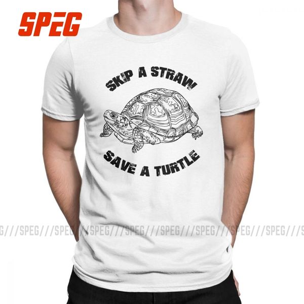 

men t-shirt skip a straw save a turtle vintage cotton tee shirt short sleeve save environment wild animal t shirts clothing