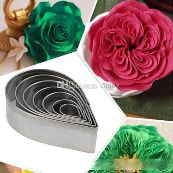 

new arrive 7pcs/set kitchen baking mold fondant party wedding decor water droplet/rose petal cookie cake cutters biscuit pastry mould cute