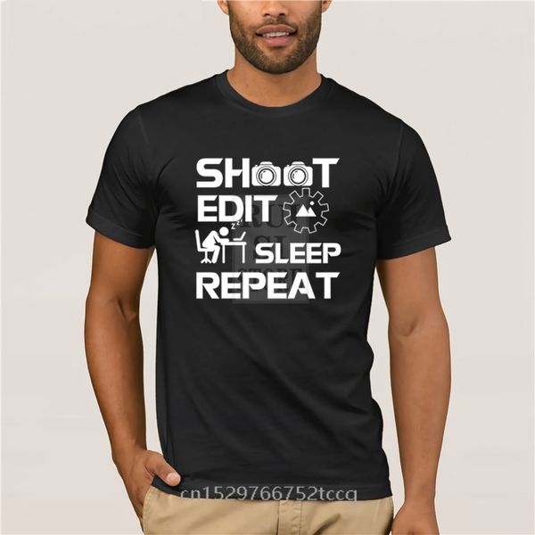 

fashion summer t shirt funny pgrapher shoot edit sleep repeat crew neck short sleeve casual t shirt