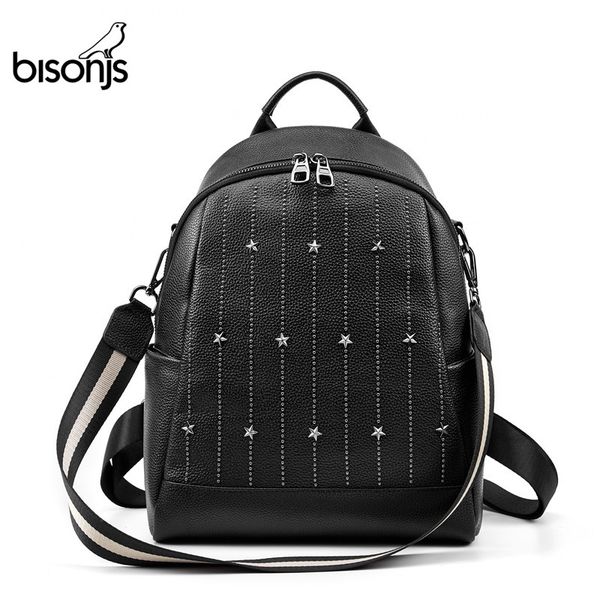 

bisonjs multifunction backpack female genuine leather ladies shoulder bags brand small women backpack mochila feminina b1853