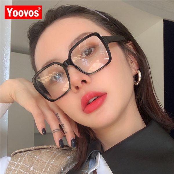 

sunglasses yoovos 2021 glasses frame women/men blue light vintage eyewear clear lens eyeglasses square optical spectacle gafas de mujer, White;black