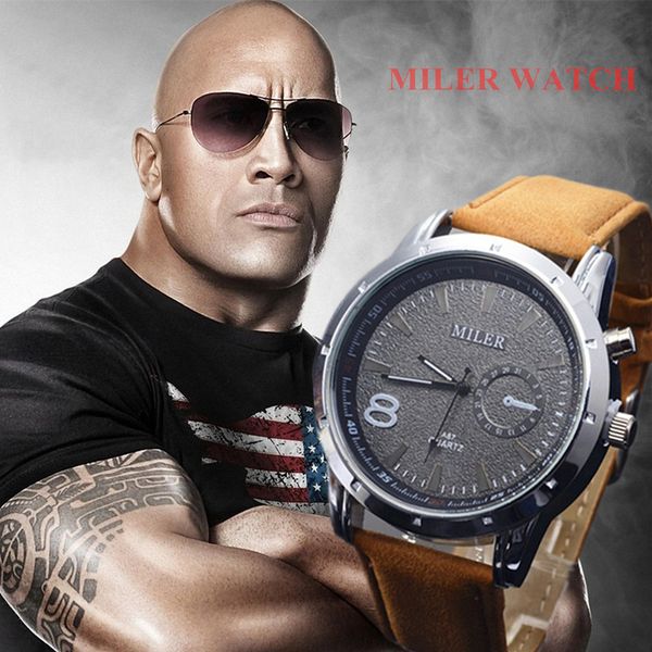

miler men watches brand fashion men's leather wrist watch quartz mens watch male clock relogio masculino erkek kol saati, Slivery;brown