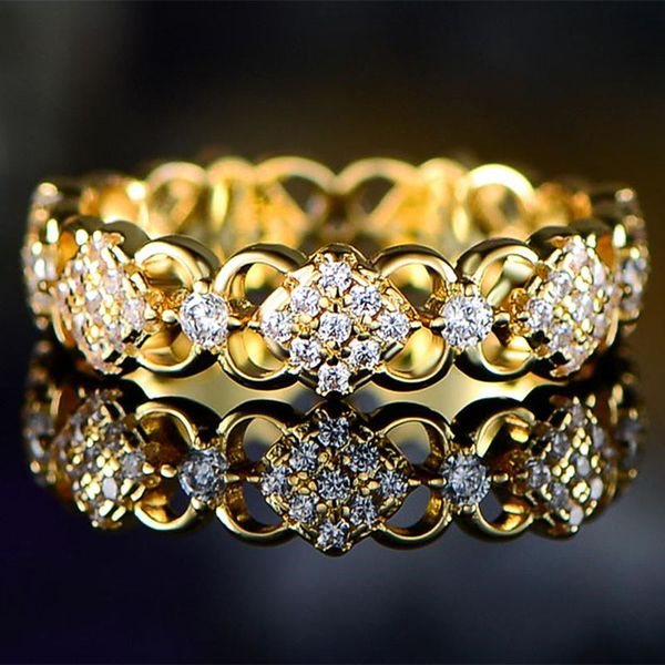 

wedding rings arrival delicate women marriage ring shiny cubic zirconia fancy design lady ceremony jewelry, Slivery;golden