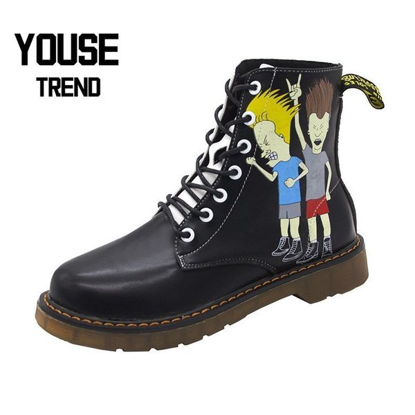 

limited edition ankle boots printing women's boots woman punk women's autumn shoes goth shoes women motorcycl boots boot go go, Black