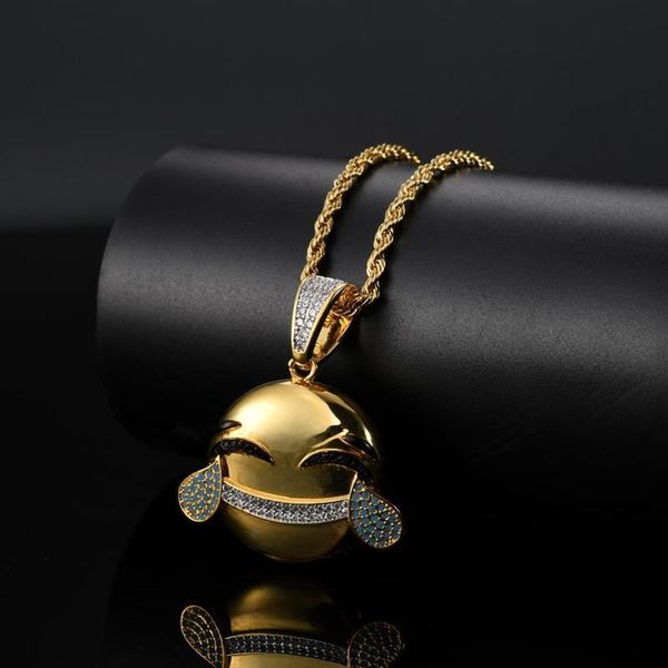 

brass micro pave jewelry crying laugh face pendants for kids gift women raper necklace cn035, Silver