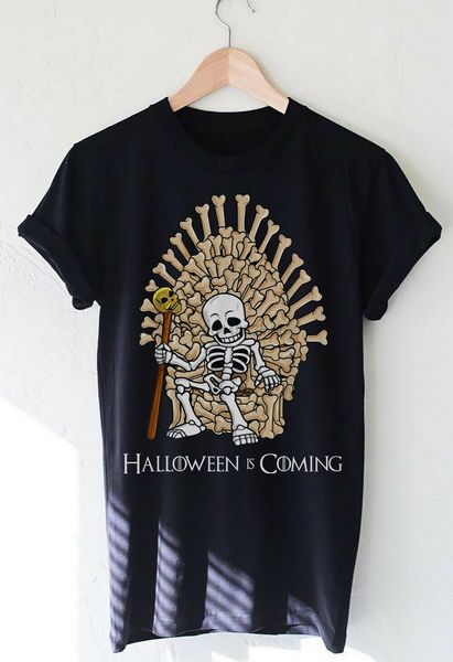 

skeleton bones throne halloween is comingblack t shirt gift for menwomen diy prited tee shirt