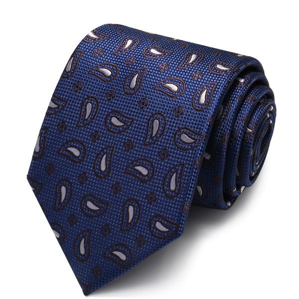 

2020 designer new fashion blue white paisley 8cm ties for men necktie work party business formal suit with gift box, Black;gray
