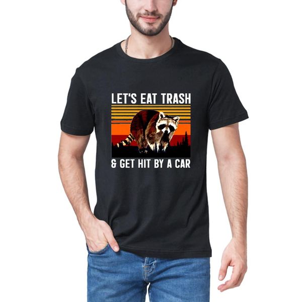 

едим trash собьет sport 100% хлопок автомобиль смешной енот lover vintage мужская мужские streetwear homme тройники женская футболка