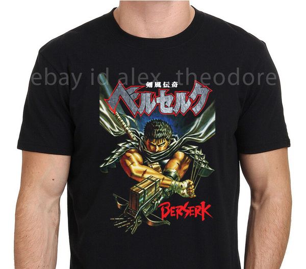 

новый berserk guts японский anime manga men's черная футболка летом мода стиль мужчины повседневная тройники новизна футболки