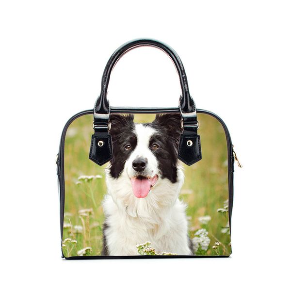 

fashion cute dogs ladies pu shoulder messenger bags border collie female handbag wholesale dropshipping women bolsos de mujer