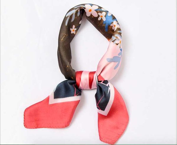 

scarves cartoon pattern silk scarf spring and autumn versatile small square female korean art decorative, Blue;gray