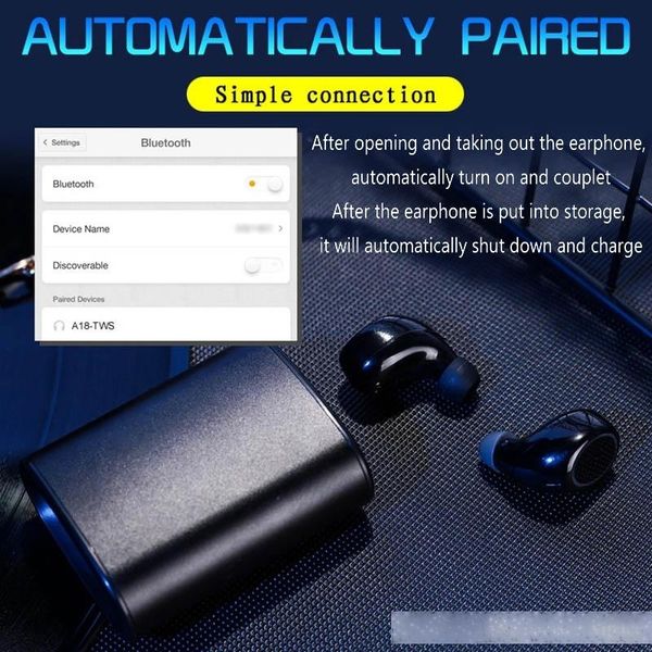 

a18 tws bluetooth earphones aluminum alloy sports fingerprint touch hd stereo headphones wireless earbuds bluetooth 5.0 mini headsets new