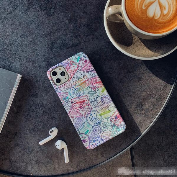 

travel postmark silicone soft cover for iphone 11 pro funny post card passport stamps case for iphone 6 6s 7 8 plus xs max xr x