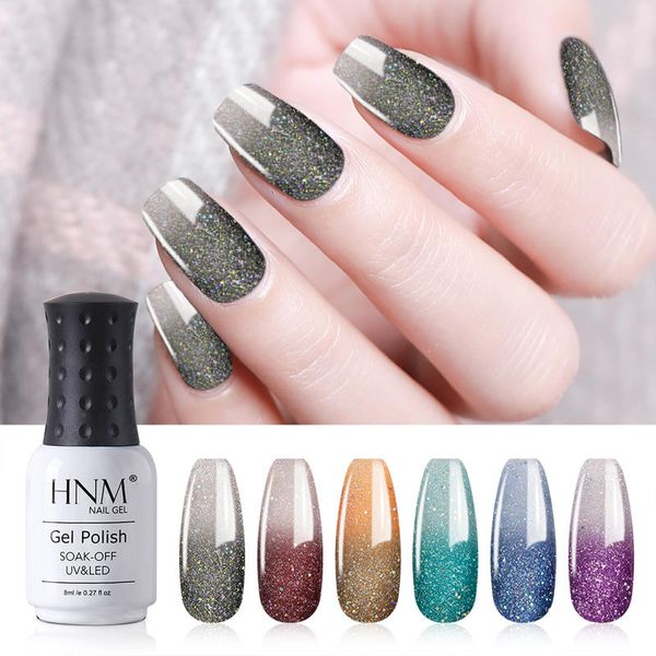 

nail art kits hnm uv color gel polish set 6pcs soak off varnish primer led pearl effect semi permanent vernis hybird lacquer 8ml