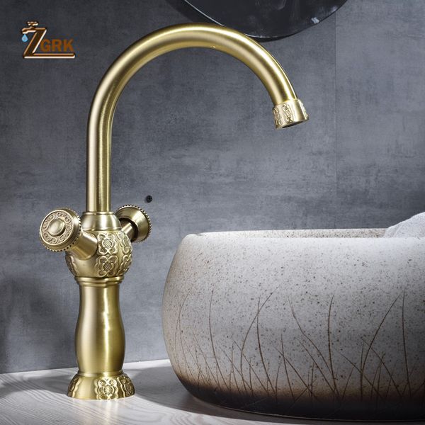 

zgrk basin faucets antique bronze brass kitchen bathroom sink faucet deck mount toilet mixer and cold water taps slt137