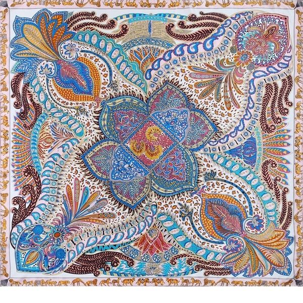 

grade 100% satin silk scarf luxury hand rolled edges women fashion square scarves hijab foulard 105x105cm fgzp, Blue;gray