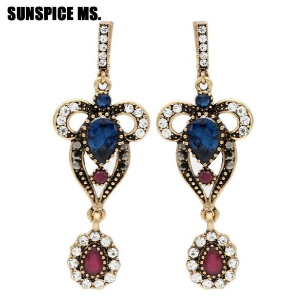 

dangle & chandelier elegent turkish women long hook earrings antique gold resin flower drop earring jewelry bohemia wedding bojoux, Silver