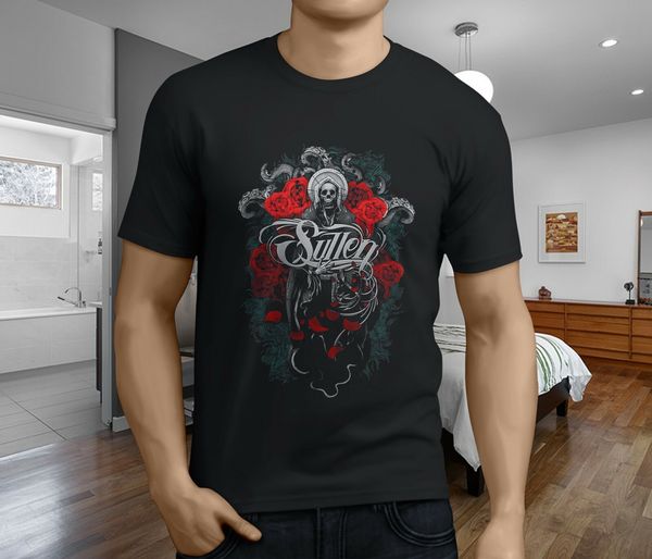 

new sullen clothing poch badge skull pen paint brush mens black t-shirt s-3xl