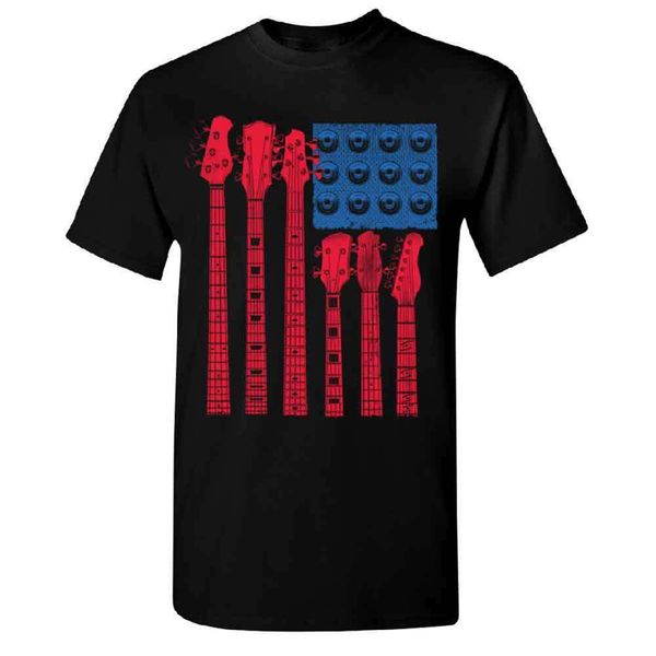 

vintage american flag guitar men's t-shirt 4th of july tee fashion classic style tee shirt