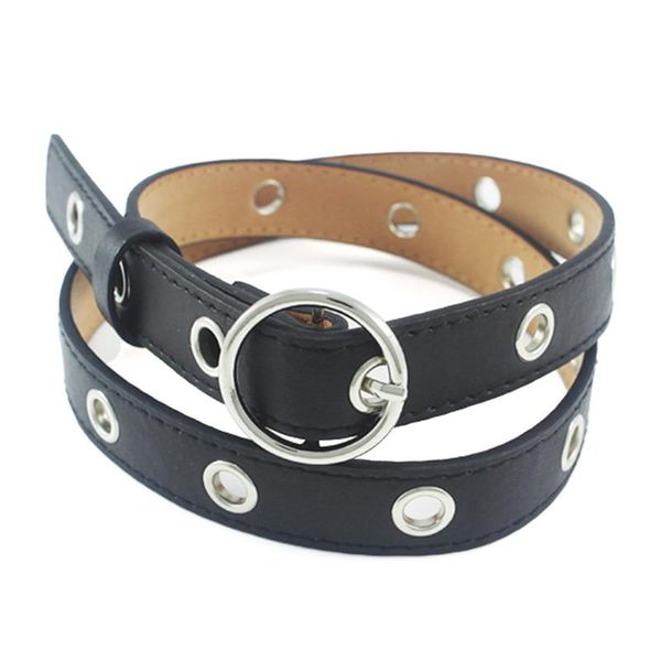 

fashion women pu leather belt metal pin buckle belts punk hollow waistband strap jeans metal buckle decorative belts for women, Black;brown