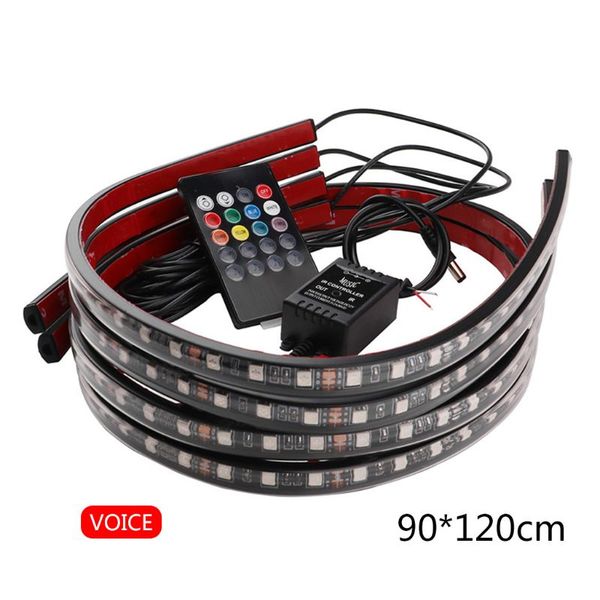 

4шт автомобилей underglow гибкая газа led rgb пульт дистанционного управления декоративные лампы атмосфера underglow днищ неоновый свет