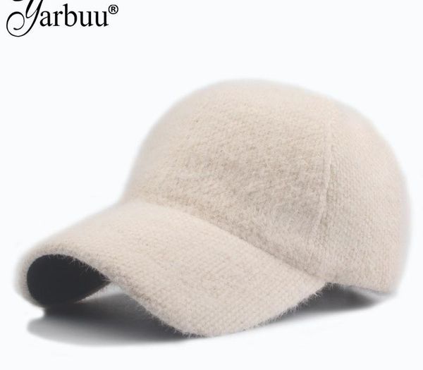 

yarbuu] new fashion brand wool baseball cap thicken warm pure color casquette hat men women hats wholesale t200611, Blue;gray