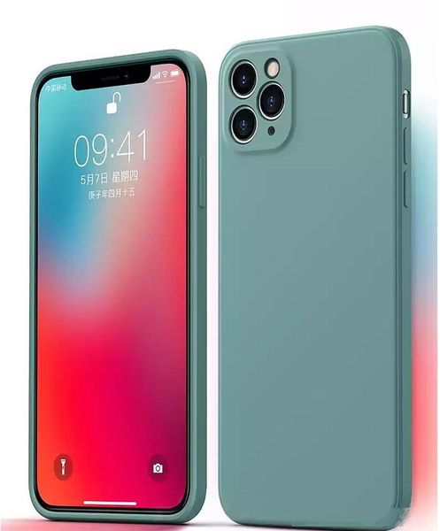 

new square liquid silicone phone case for iphone 11 pro xs max x xr xs original luxury solid color soft cover for iphone 11 case