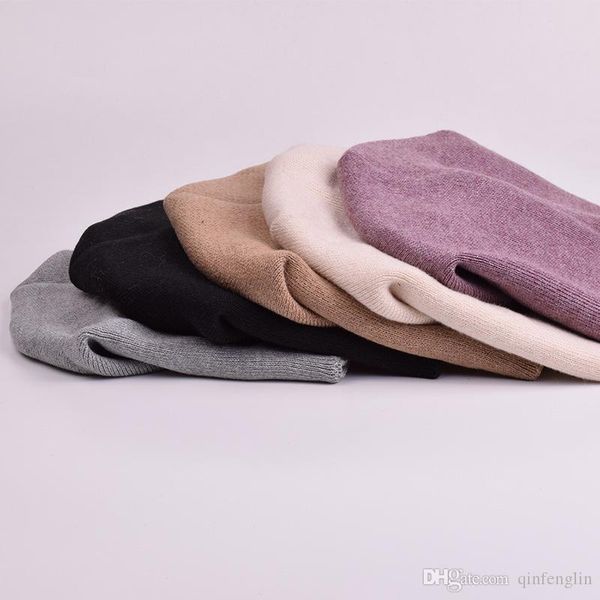 

women autumn and winter hat angora knitted skullies beanies cap classic color hats wool warm winter caps rated warm thick skullies beanies, Blue;gray