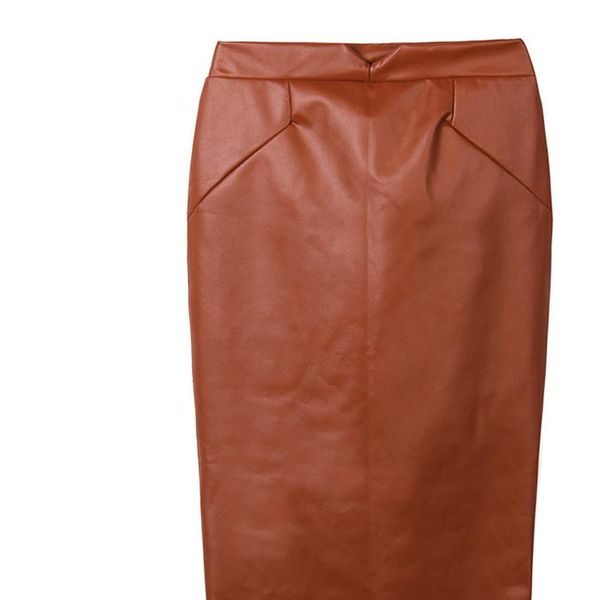 

women faux leather skirt solid color pu leather bodycon skirts elegant ladies midi pencil skirts ol casual slim clubwear, Black