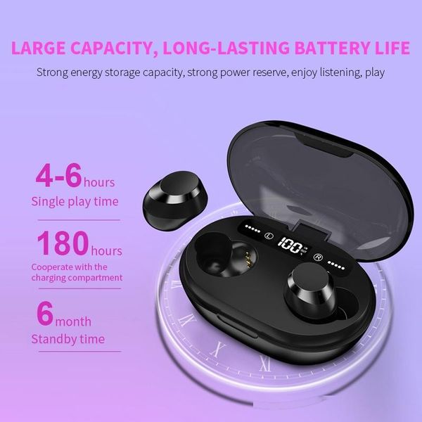 

tws 5.0 bluetooth headphone 3d stereo wireless earphone with dual microphone led digital power bank noise reduction headset