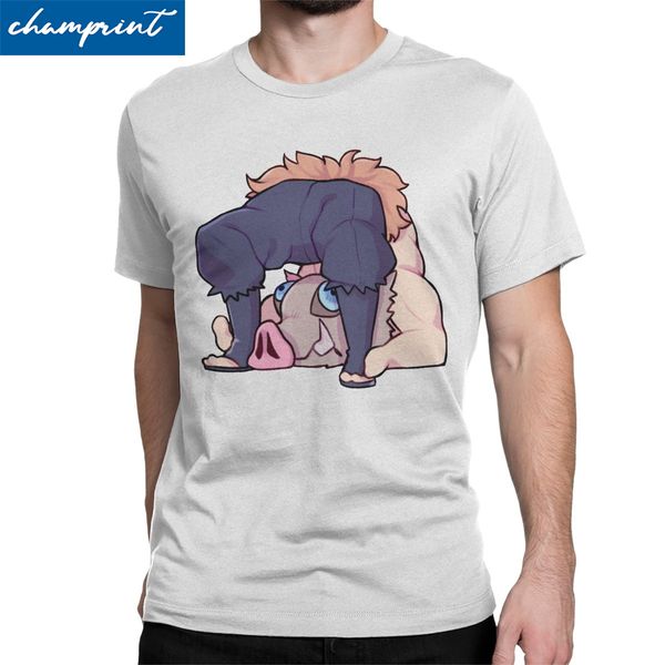 

inosuke t shirts men's vintage t-shirts round neck demon slayer anime demon blade tees short sleeve clothing new arrival