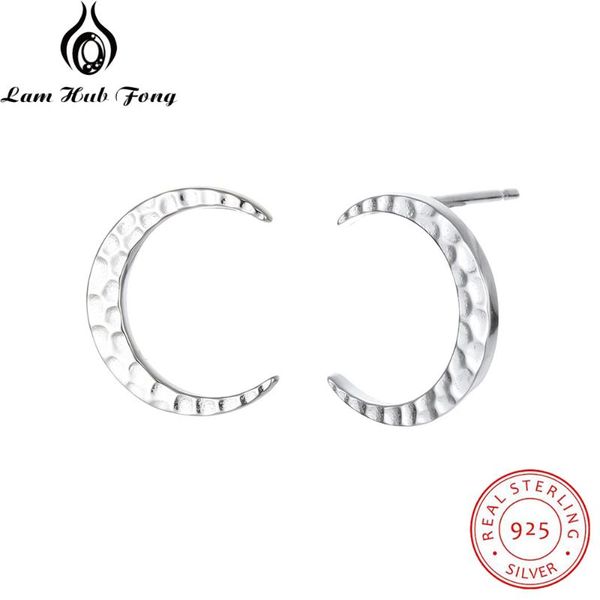 

stud romantic tiny moon earrings for women 925 sterling silver anniversary gift wedding jewelry (lam hub fong), Golden;silver