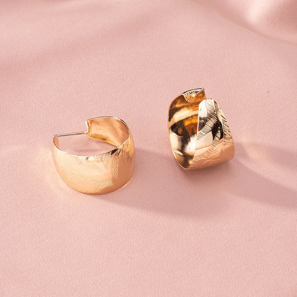 

hoop & huggie 2021 trendy ins gold texture flower round minimalism minimalist earrings korean fashion chic women party jewelry, Golden;silver