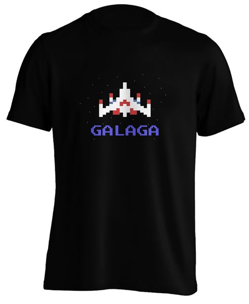 

galaga - amiga classic game - high weight t shirt - soft vinyl fashion tee shirt