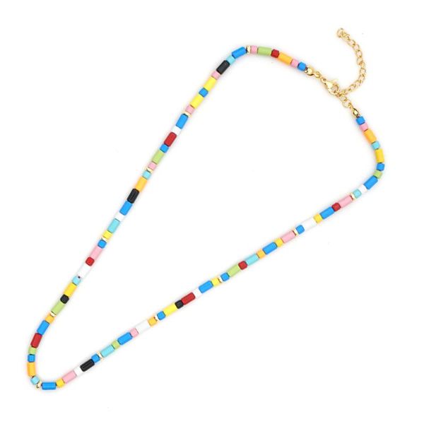 

shinus rainbow tube beads necklaces choker 2020 women fashion summer jewelry necklace accesorios mujer bohemian collares gift, Golden;silver