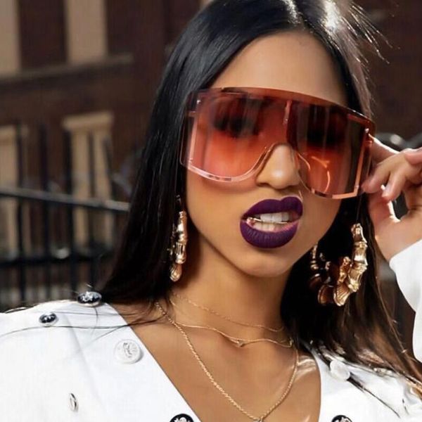 

rosanna luxury gradient sunglasses women 2020 trendy brand one piece sun glasses rimless oversized frame female shades uv400, White;black