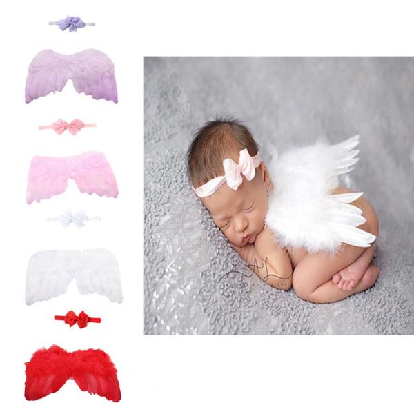 

cute newborn baby angel headband costume p pgraphy outfit set, Slivery;white