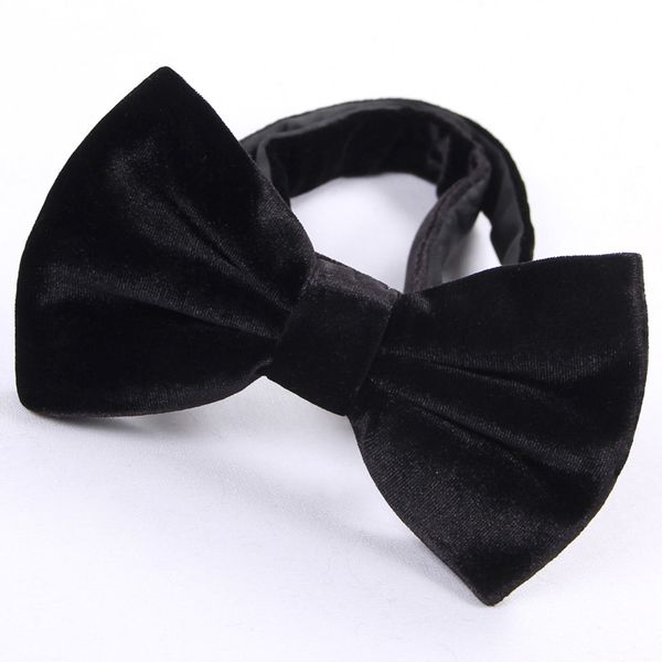 

2020 new fashion men's bow ties for wedding double fabric velvet bowtie club banquet bridegroom butterfly tie with gift box, Black;gray