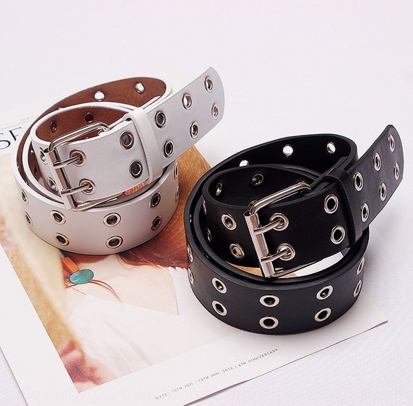 

women's pu double row copper eye all-match classic pinpunk women's pu double pin pin row copper eye belt all-match classic pinpunk, Black;brown