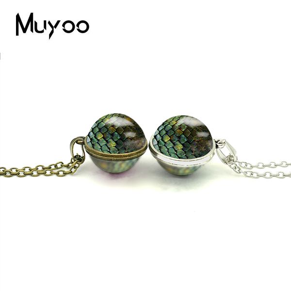 

2020 new dragon eggs double sided necklace pendant glass dome p necklaces round bronze jewelry, Silver