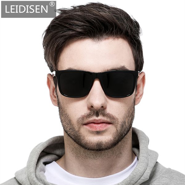 

leidisen 2020 polarized uv400 sunglasse men dazzle color driver classic retro brand designer tr90 light flexible sun glass 5048, White;black