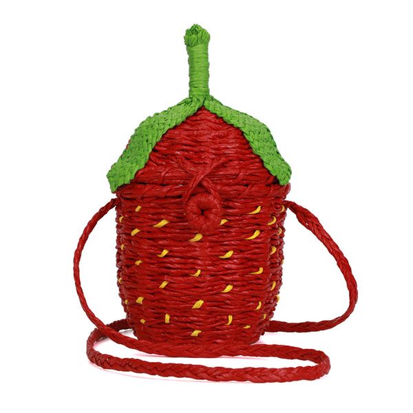 

strawberry bag hand-woven bag straw 2020 new summer personality fashion bucket