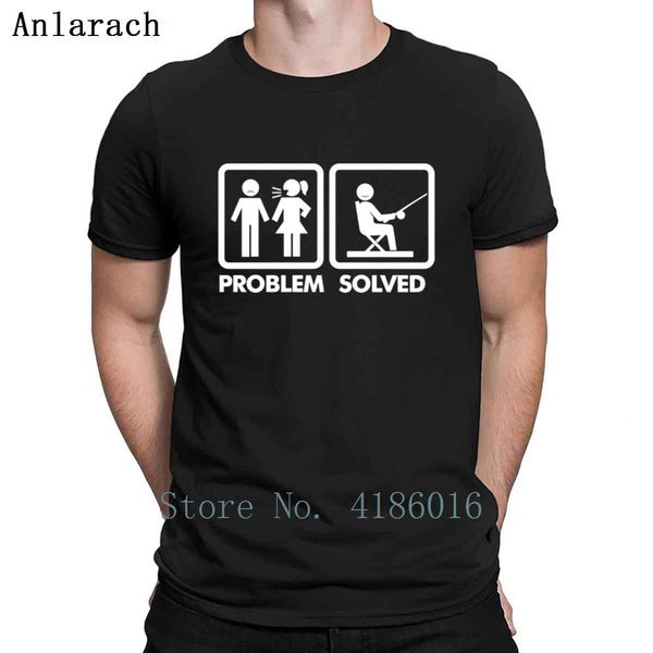 

problem solved fishing t shirt custom authentic crazy normal summer letter short sleeve s-4xl shirt