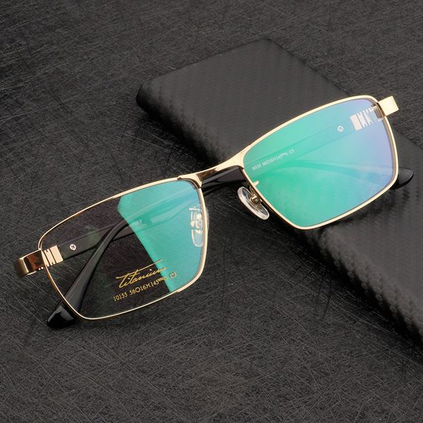 

titanium glasses men's prescription eyeglasses frame miopia optical spectacles full rim and half rimless 10154 10155, Black