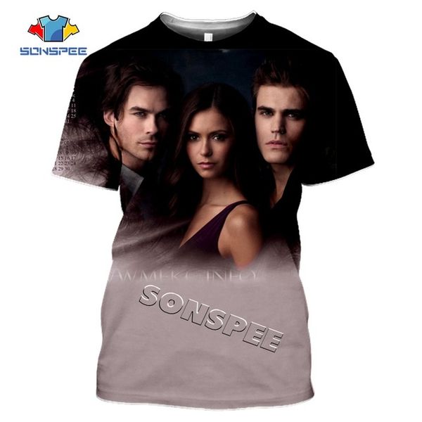 

the vampire diaries summer men clothing 3d print shirts aesthetic plus size hippie men clothing