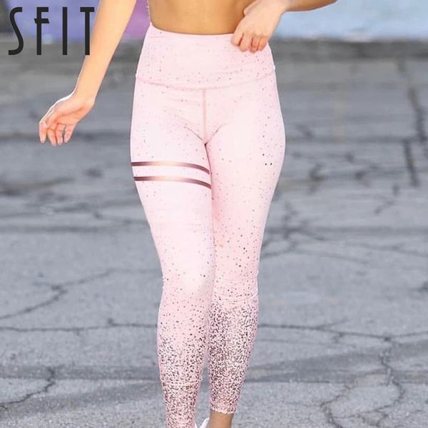 

yoga outfits sfit no transparent metallic foil print leggings exercise fitness patchwork push up female pants legging, White;red