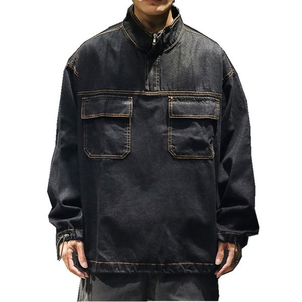 

men's jackets denim jacket designer fashion cowboy stitching hood fleece coat for men coats plus size outwear, Black;brown