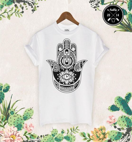 

hamsa hand t shirt boho kitsch khamsa eye indi hindu festival krishna humes cotton t-shirt fashion t shirt ing