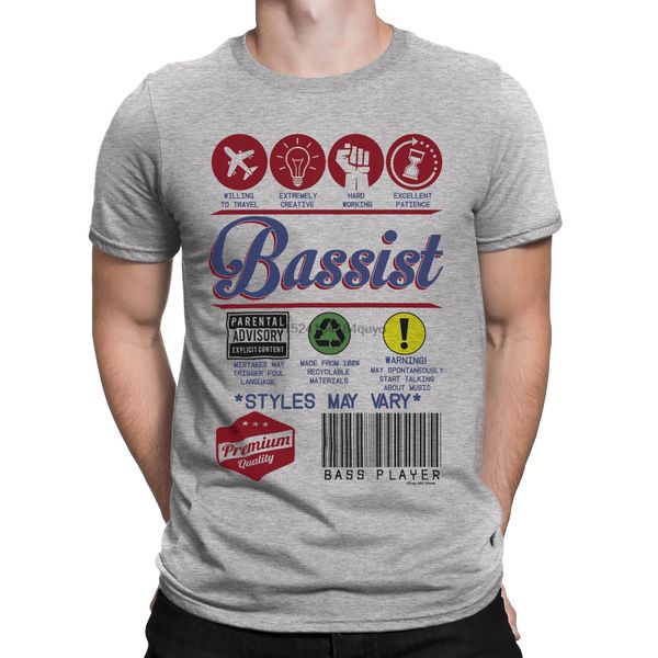 

mens bassist t-shirt funny bass guitar tee music product label instrument top